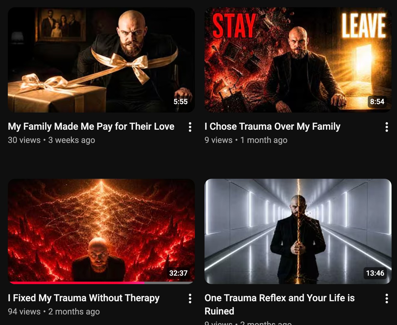 YT LF grid 1, 4 latest thumbnails